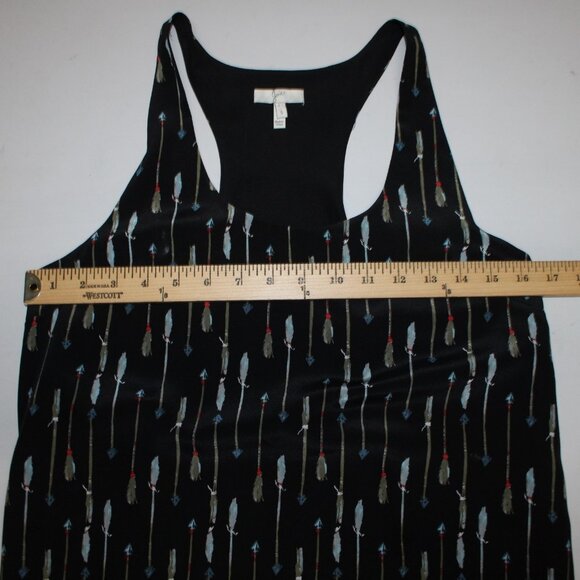 Joie Dress Sz S Black Multi Color Arrows Racer Back Lined 100% Silk Poly Dress - Picture 12 of 14